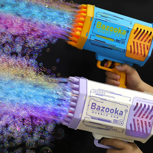 69-Hole Rocket Bubble Gun – Automatic Bubble Machine with Lights & Rechargeable Battery