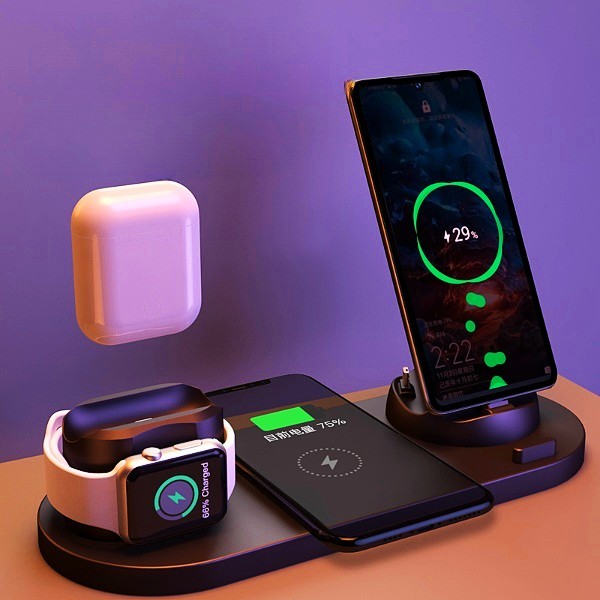 6-in-1 Wireless Charging Station for iPhone, Watch & Devices